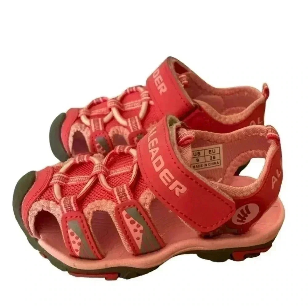 Aleader Pink Girl Outdoor Athletic Strap Closed Toe Hook & Loop Sandals SZ 9